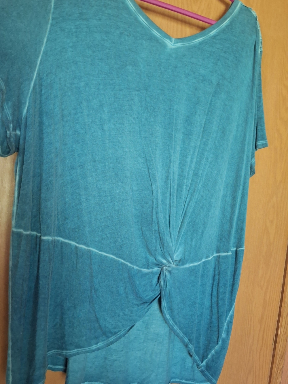 Teal Twist-Front Women's Top - V-Neck